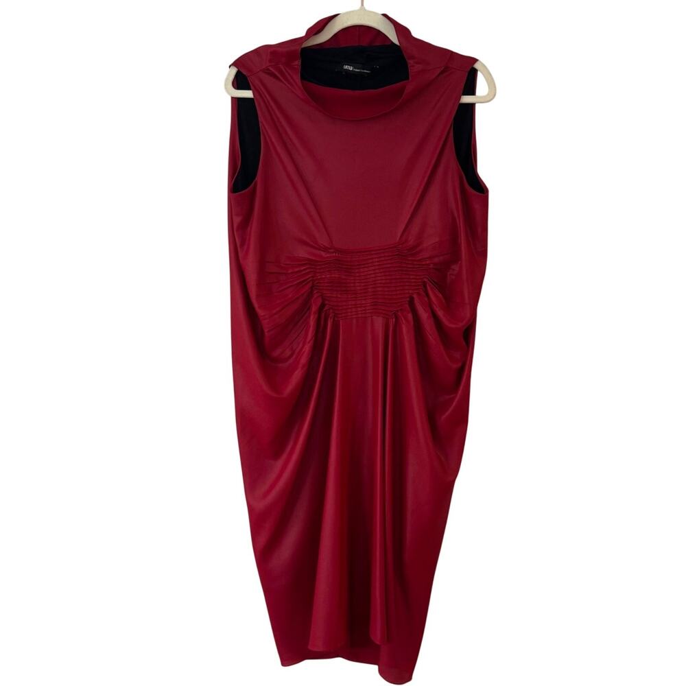 Uma Raquel Davidowicz Draped Dress Womens OS Red Sleeveless Avant Garde Designer
